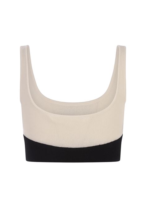 Two-Tone Wool Crop Top With Logo PALM ANGELS | PWHT006F23KNI0011004