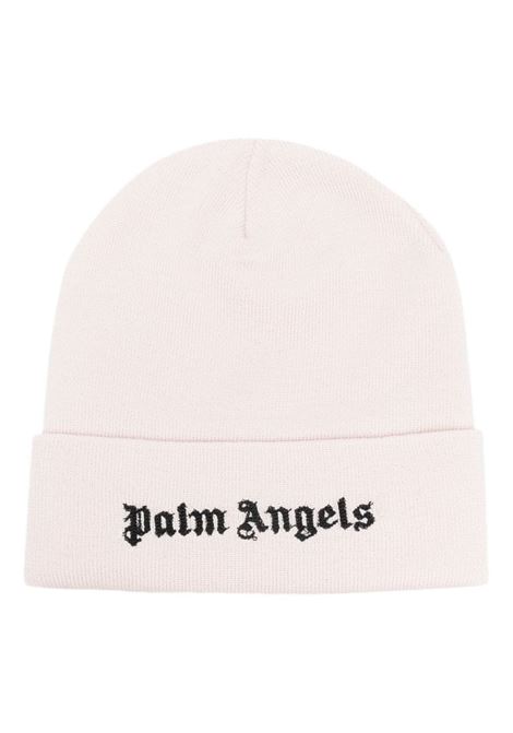 White Wool Beanie With Black Logo PALM ANGELS | Hats | PWLC014F23FAB0010410