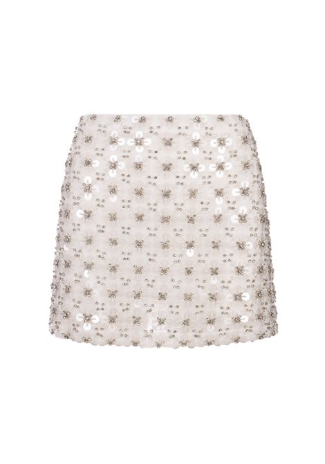 White Full Sequins Ginny Mini Skirt PAROSH | Skirts | GINNY-D630559002
