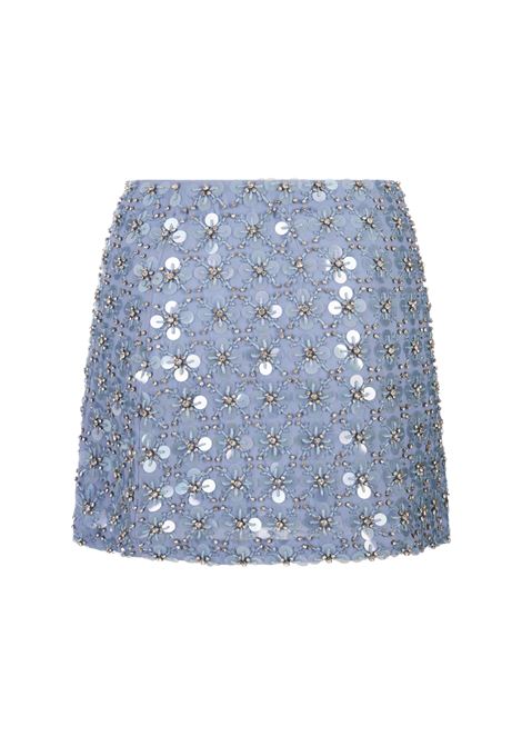 Light Blue Full Sequins Ginny Mini Skirt PAROSH | GINNY-D630559078