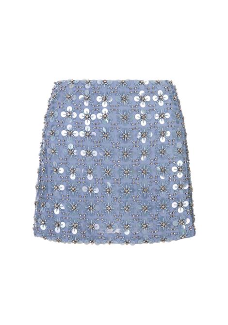 Light Blue Full Sequins Ginny Mini Skirt PAROSH | GINNY-D630559078