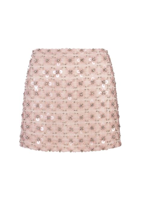 Light Pink Full Sequins Ginny Mini Skirt PAROSH | Skirts | GINNY-D630559085