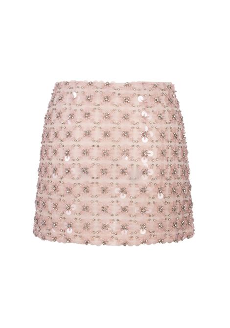 Light Pink Full Sequins Ginny Mini Skirt PAROSH | GINNY-D630559085