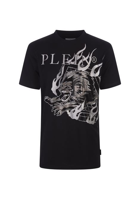 Black T-Shirt With Crystal Lion Circus PHILIPP PLEIN | PADCMTK7031PJY002N0201
