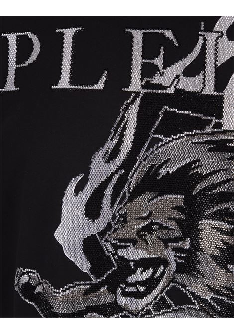T-Shirt Nera Con Lion Circus Di Cristalli PHILIPP PLEIN | PADCMTK7031PJY002N0201