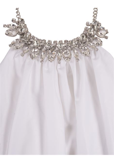 White Mini Dress With Jewelled Neckline PHILIPP PLEIN | PADCWRG3003PTE003N01