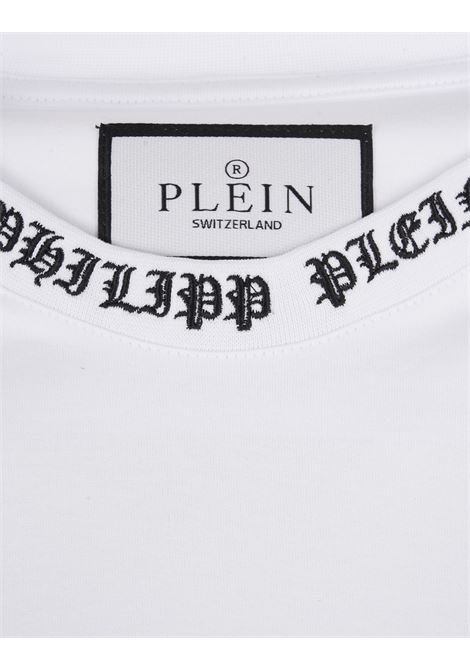 T-Shirt Bianca Con Logo Ricamato PHILIPP PLEIN | SADCMTK6851PJY002N01