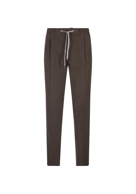 Brown Linen Blend Soft Fit Trousers PT TORINO | TTCNZA0CL1-PU31Y180