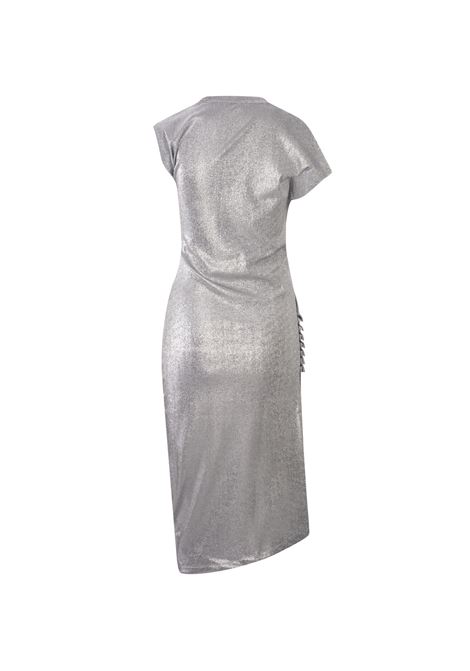 Silver Draped Lurex Midi Dress RABANNE | 20PJRO007VI0222P040