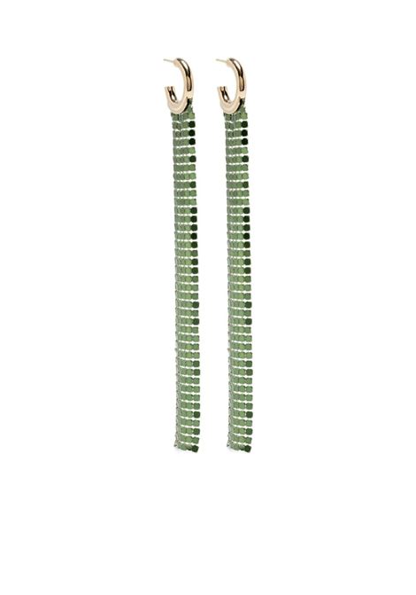 Rectangular Drop Earrings In Green Mesh RABANNE | 24PBB0128MET427P395