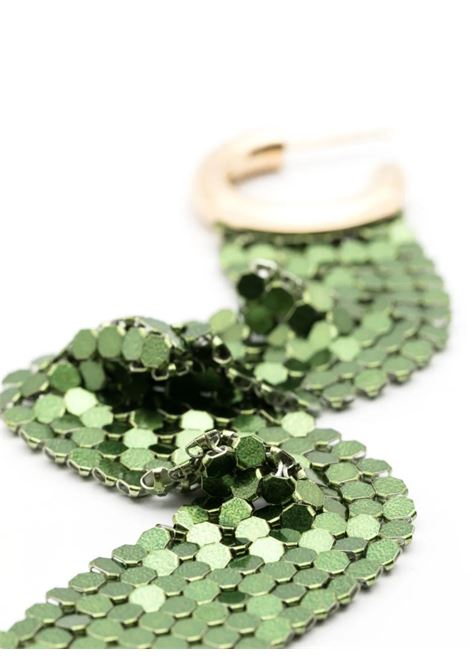 Rectangular Drop Earrings In Green Mesh RABANNE | 24PBB0128MET427P395
