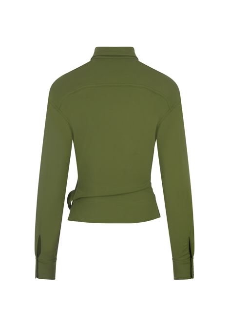Green Draped Top With Piercing Detail RABANNE | 24PJTO724VI0353P395