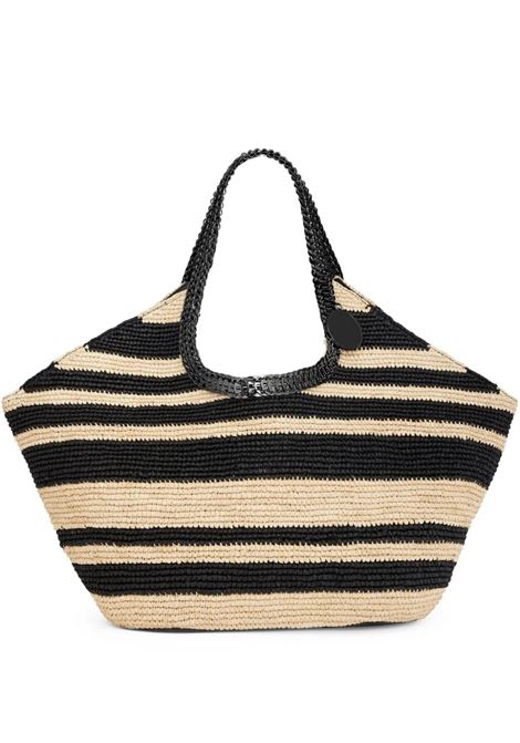 Striped Raffia Tote Bag With 1969 Discs Details RABANNE | 24PSS0425MET609M153