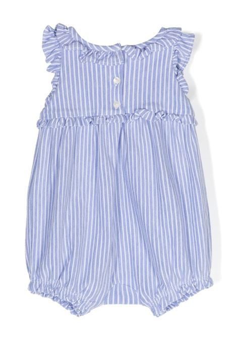 White and Blue Striped Romper with Pony RALPH LAUREN KIDS | 310-932764001
