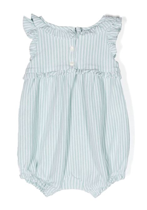 White and Green Striped Romper with Pony RALPH LAUREN KIDS | 310-932764003