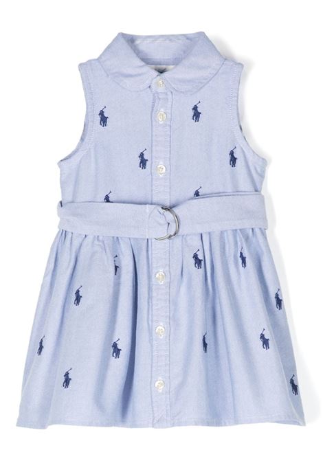 Belted Striped Oxford Shirt Dress In Blue RALPH LAUREN KIDS | 310-934451001