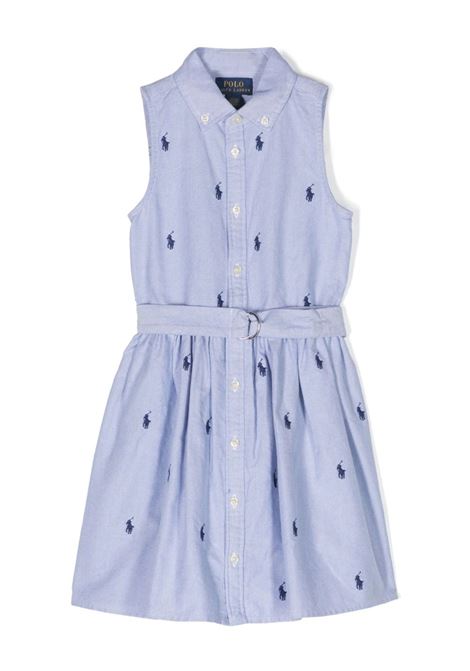 Belted Striped Oxford Shirt Dress In Blue RALPH LAUREN KIDS | 312-934451001