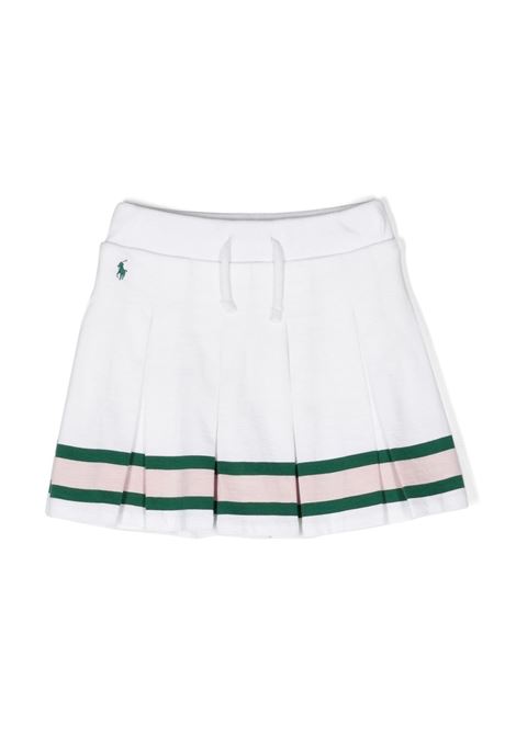 White Pleated Mini Skirt With Striped Pattern RALPH LAUREN KIDS | 312-935123001