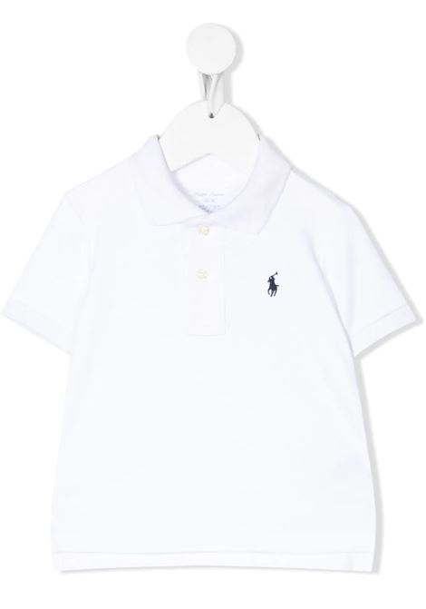 White Piquet Polo Shirt With Navy Blue Pony RALPH LAUREN KIDS | 320-570127001