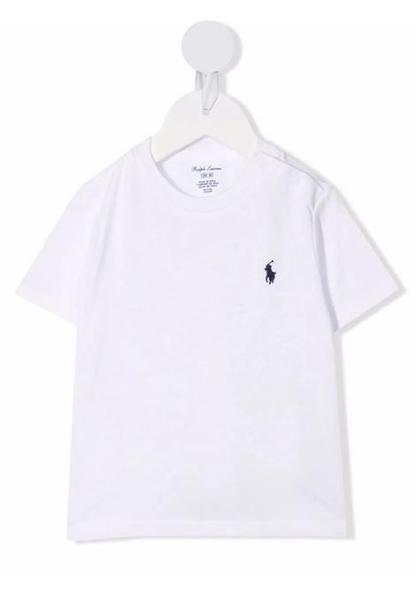 T-Shirt Bianca Con Pony Blu Navy RALPH LAUREN KIDS | 320-832904033