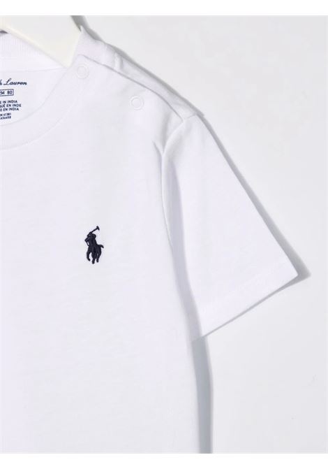 White T-Shirt With Navy Blue Pony RALPH LAUREN KIDS | 320-832904033