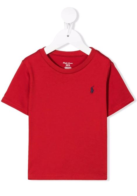 Red T-Shirt With Navy Blue Pony RALPH LAUREN KIDS | 320-832904036