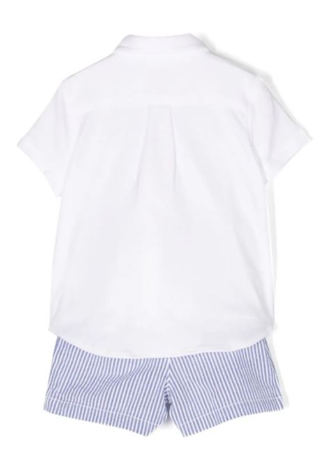 White and Light Blue Set With Shirt and Shorts RALPH LAUREN KIDS | 320-902538001