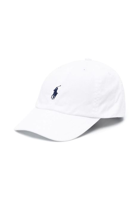 White Baseball Hat With Navy Blue Pony RALPH LAUREN KIDS | 322-552489001