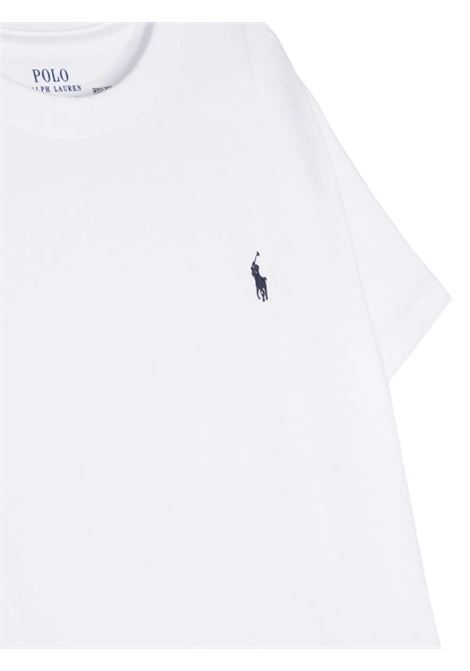 White T-Shirt With Navy Blue Pony RALPH LAUREN KIDS | 322-832904035