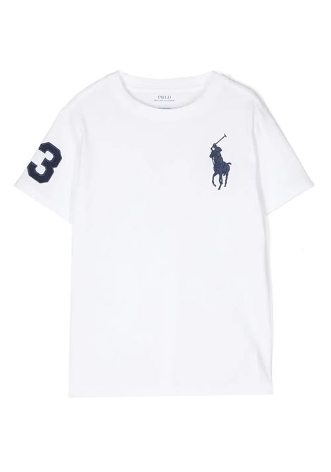 Pony Polo T-Shirt In White and Blue  RALPH LAUREN KIDS | 322-832907037