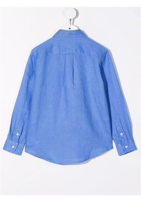 Blue Linen Shirt With Embroidered Pony RALPH LAUREN KIDS | 322-865270003