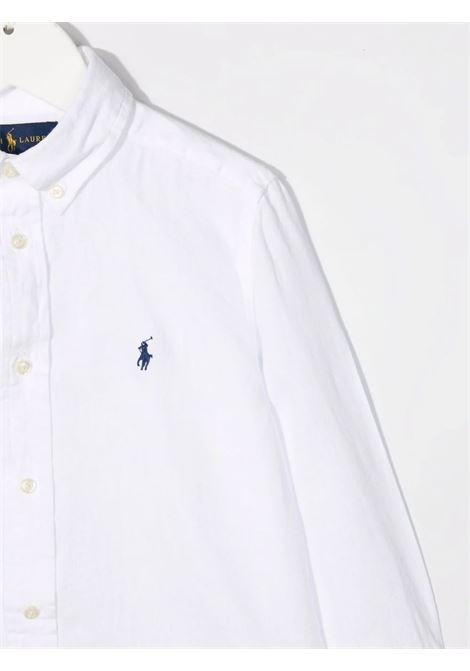 Camicia In Lino Bianco Con Pony Ricamato RALPH LAUREN KIDS | 322-865270005