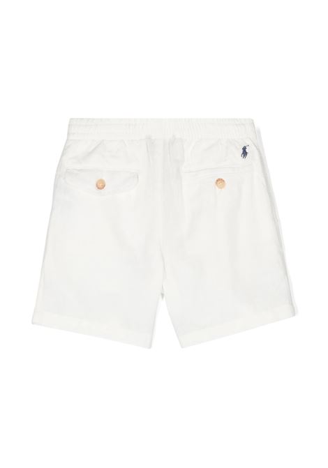White Linen and Cotton Bermuda Shorts RALPH LAUREN KIDS | 322-932992002