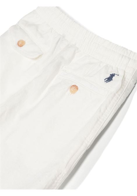White Linen and Cotton Bermuda Shorts RALPH LAUREN KIDS | 322-932992002