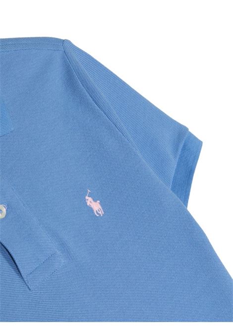 Cerulean Blue Short-Sleeved Polo With Contrasting Pony RALPH LAUREN KIDS | 323-708857165