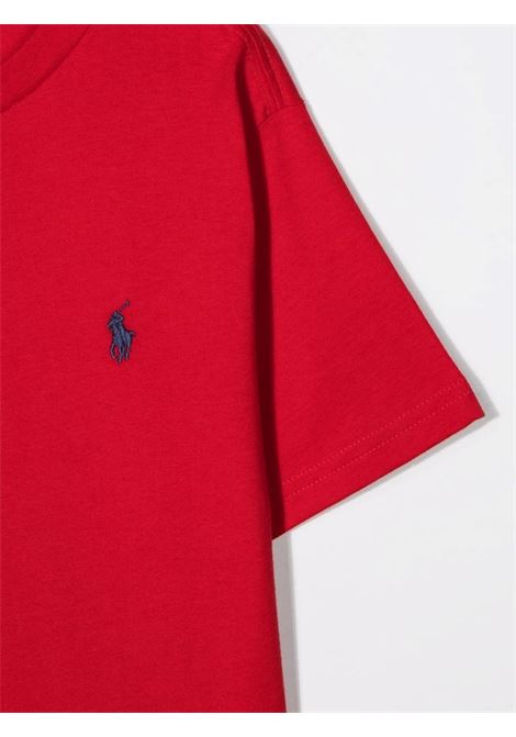 Red T-Shirt With Navy Blue Pony RALPH LAUREN KIDS | 323-832904038