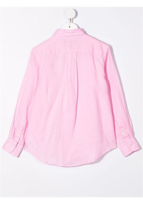 Pink Linen Shirt With Embroidered Pony RALPH LAUREN KIDS | 323-865270004