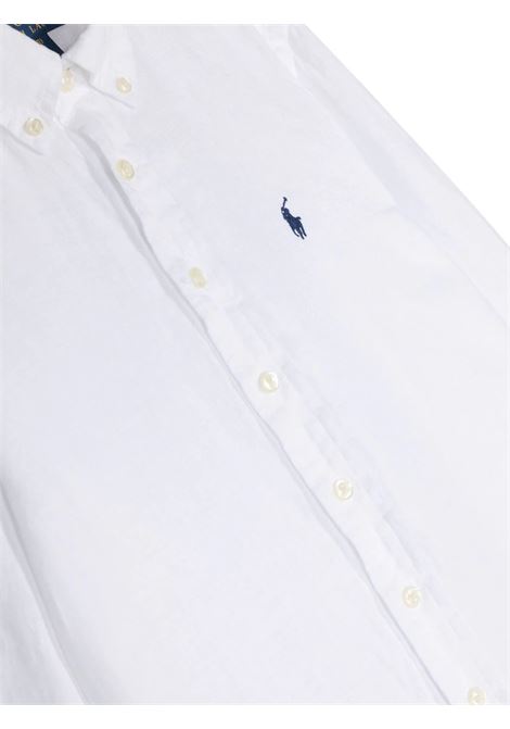 White Linen Shirt With Embroidered Pony RALPH LAUREN KIDS | 323-865270005