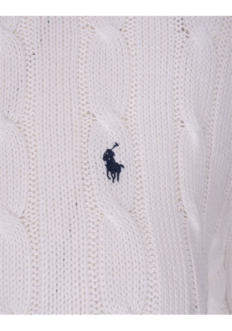 Crew Neck Sweater In White Braided Knit RALPH LAUREN | 211-891640001