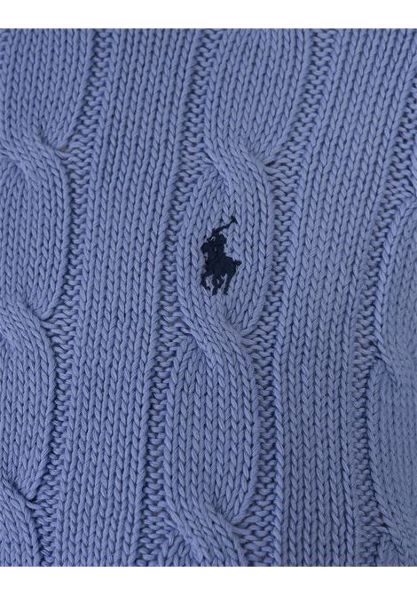 Crew Neck Sweater In Sky Blue Braided Knit RALPH LAUREN | 211-891640003
