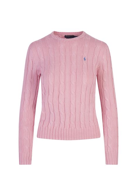 Crew Neck Sweater In Pink Braided Knit RALPH LAUREN | 211-891640004