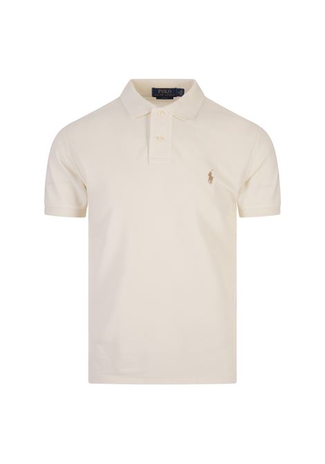 Polo In Piqué Slim-Fit Bianco Panna