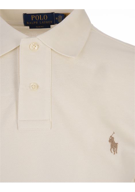 Polo In Piqué Slim-Fit Bianco Panna RALPH LAUREN | 710-536856417
