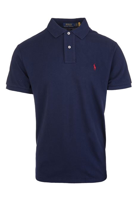 Navy Blue And Red Slim-Fit Pique Polo Shirt RALPH LAUREN | 710-795080007