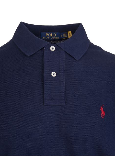Polo in Piquet Slim-Fit Blu Navy e Rossa RALPH LAUREN | 710-795080007