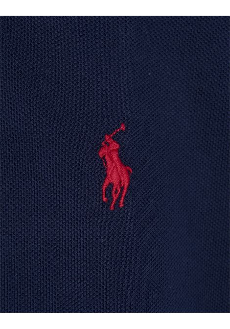 Navy Blue And Red Slim-Fit Pique Polo Shirt RALPH LAUREN | 710-795080007