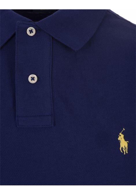 Polo in Piquet Slim-Fit Blu Royal e Giallo RALPH LAUREN | 710-795080013