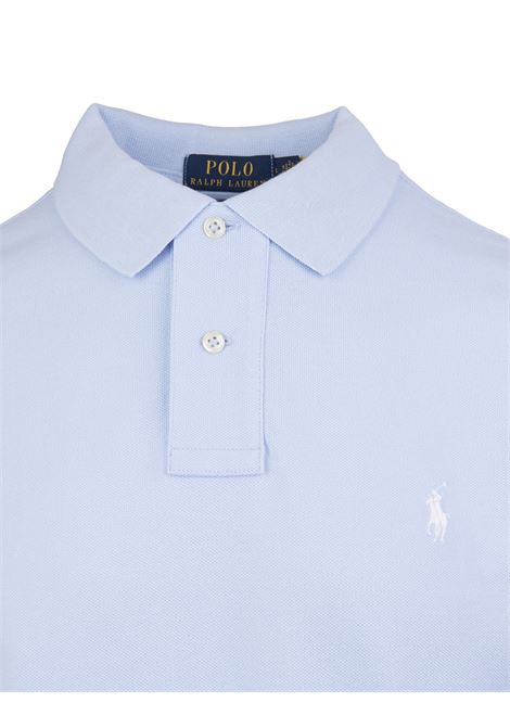 Sky Blue And Navy Blue Slim-Fit Pique Polo Shirt RALPH LAUREN | 710-795080016