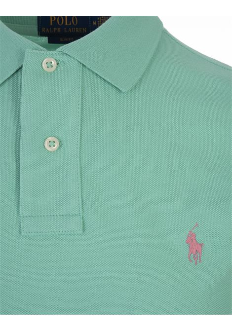 Sunset Green and Pink Slim-Fit Piquet Polo Shirt RALPH LAUREN | 710-795080020