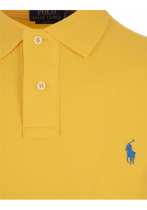 Polo in Piquet Slim-Fit Giallo Oasi e Blu RALPH LAUREN | 710-795080022